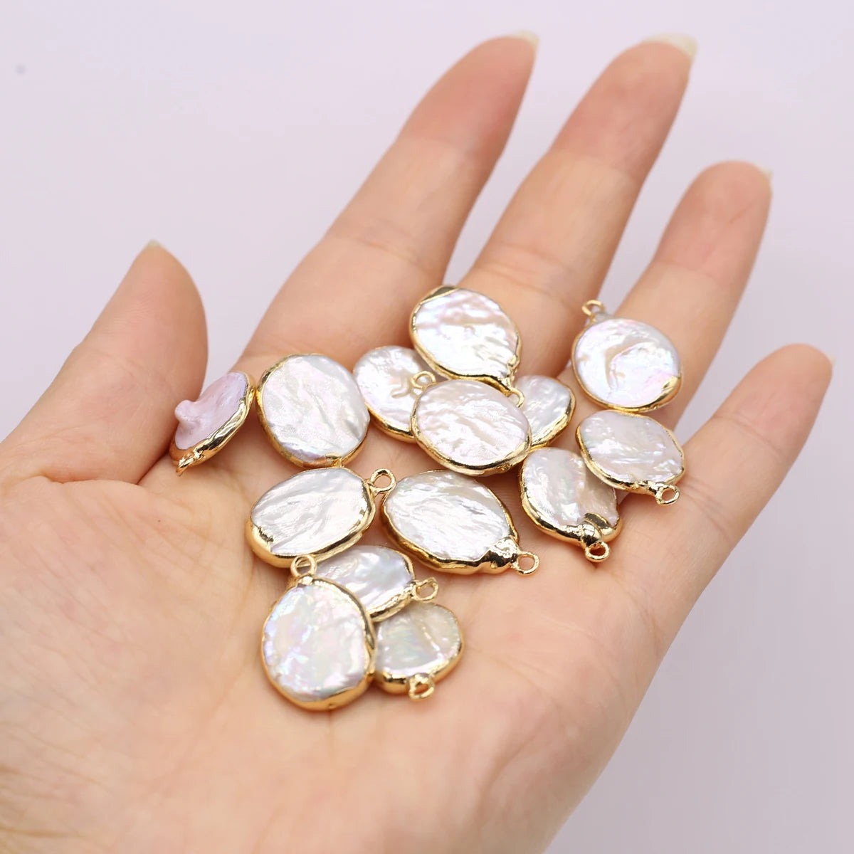 2pc Natural Baroque Pearl Pendants Gold Plated Oval Shape Baroque Charms for Trendy Jewelry Making Diy Earrings Accessories