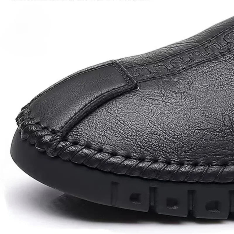 Men Leather Shoes Soft Sole Casual Shoes Autumn Comfortable Business Flats Man Lightweight Work Shoes Slip-on Driving Shoe Tenis