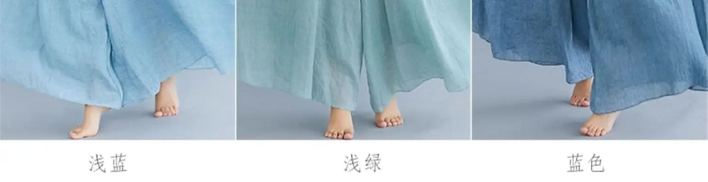 Cotton Linen Wide Leg Pants for Women Summer Casual Loose Pants High Waist Big Swing Skirt Capris Women Clothing PT-565