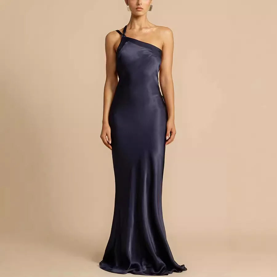 2026 Sexy Backless Maxi Dress Women's Solid Sleeveless Skew Collar Off-shoulder Elegant Party Evening Dresses for Ladies Vestido