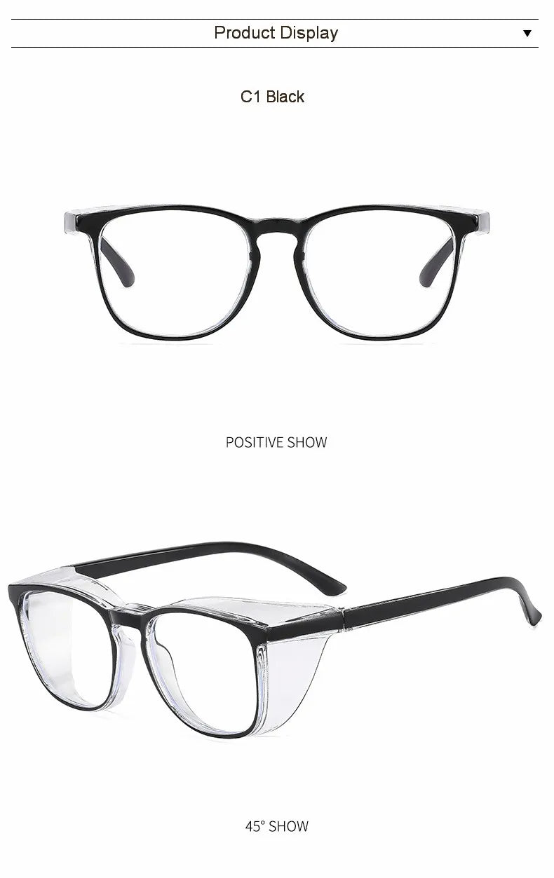 Clear Safety Glasses Women Square Anti Fog Blue Light Blocking Glasses Scratch Resistant Work Glass For Men & Nurse