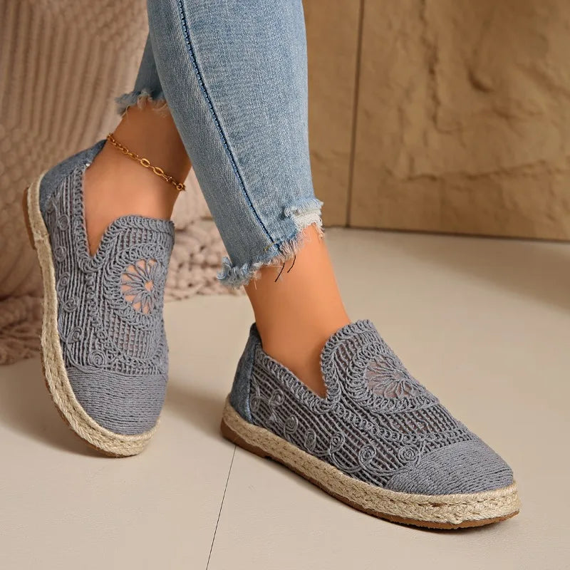 2025 New Weave Mesh Flats Shoes for Women Casual Breathable Trends Sneaker Fashion Comfort Autumn Shoes Walking Shoes