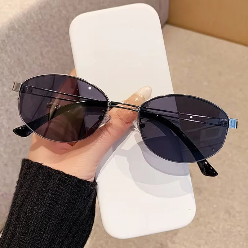 Glasses for Woman, Man Sunglasses – Oval Metal Frame UV400 Sunglasses, Fashionable Outdoor Sun Glasses