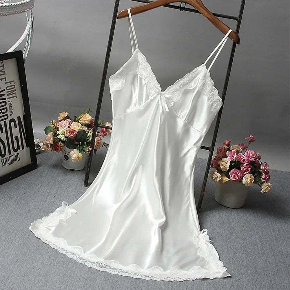 Ladies Wrap Dress Women Nightwear Breathable Lightweight Lingerie Sleepwear Nightdress Robe Satin Soft Fashion