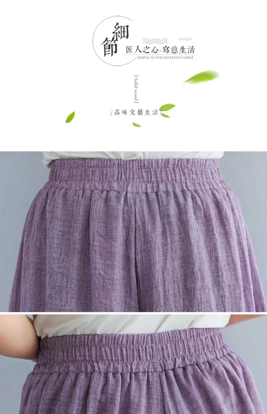 Cotton Linen Wide Leg Pants for Women Summer Casual Loose Pants High Waist Big Swing Skirt Capris Women Clothing PT-565