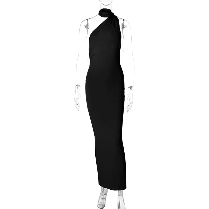 Sexy Backless Bodycon Long Dress Women's Halter Curvy Maxi Dresses Summer Evening Party Birthday Black New Summer White Burgundy