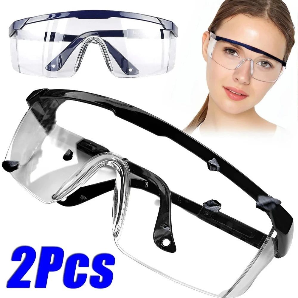 2Pcs Clear Work Goggles with Adjustable Straps – Lightweight, Anti-Fog, UV Blocking for Lab, DIY, Outdoor & Daily Use