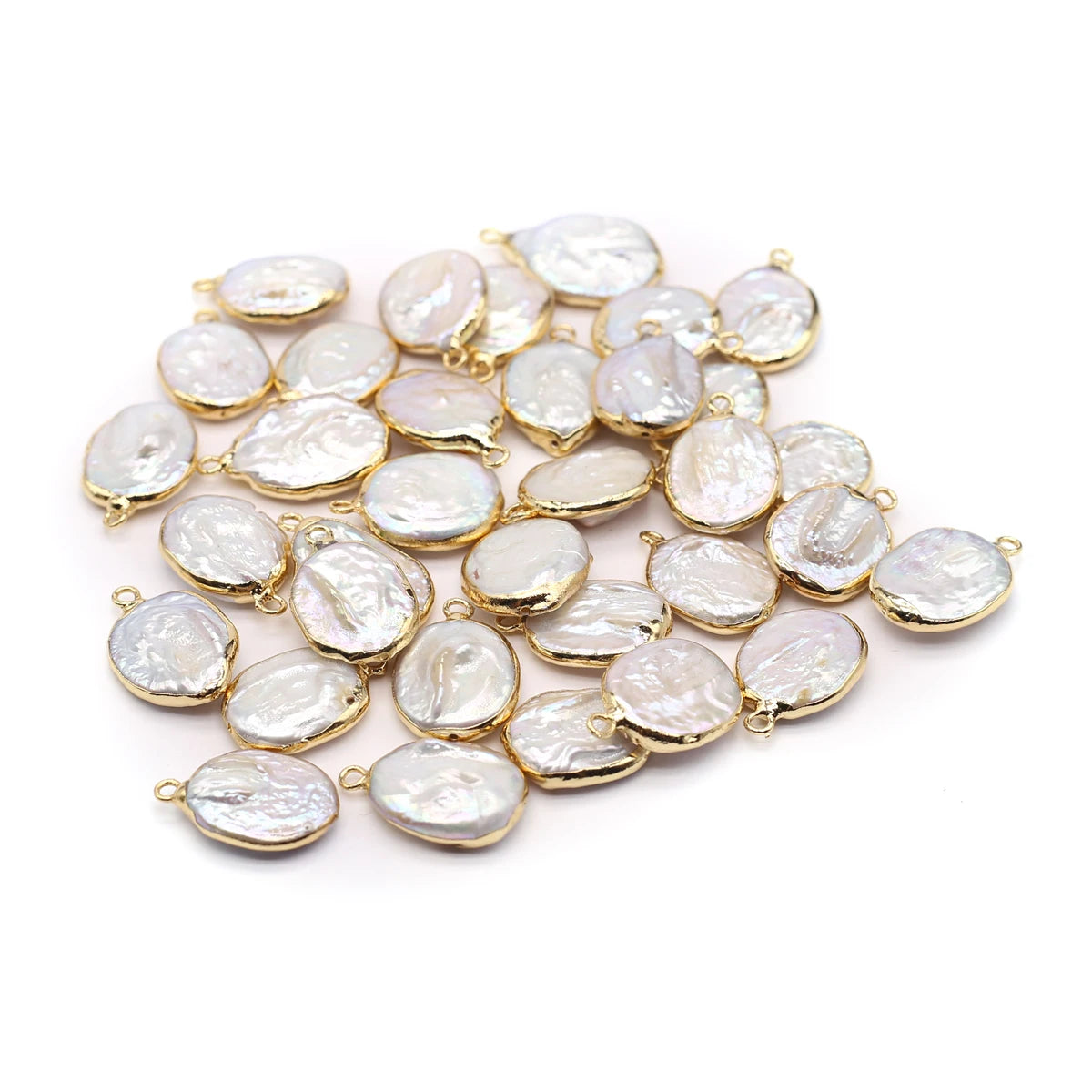 2pc Natural Baroque Pearl Pendants Gold Plated Oval Shape Baroque Charms for Trendy Jewelry Making Diy Earrings Accessories