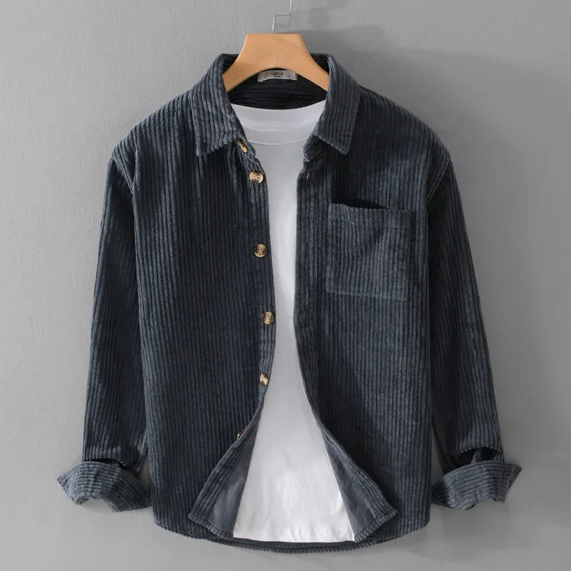 Men's Retro Corduroy Casual Shirt Jacket New Men's Corduroy Long Sleeve Shirt Jacket Casual Fashion Streetwear Lapel Coat