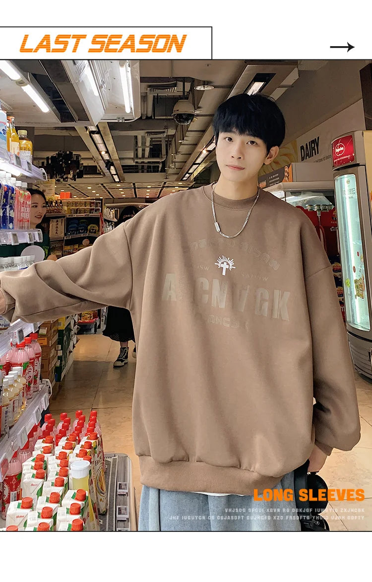 2025 Oversize Hoodies Men Fashion New Loose Pullover O-neck Youthful Vitality Letter Print Long Sleeve Streetwear Tops S-3XL