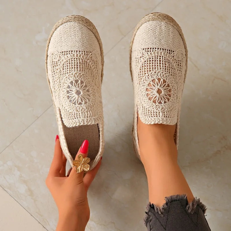 2025 New Weave Mesh Flats Shoes for Women Casual Breathable Trends Sneaker Fashion Comfort Autumn Shoes Walking Shoes