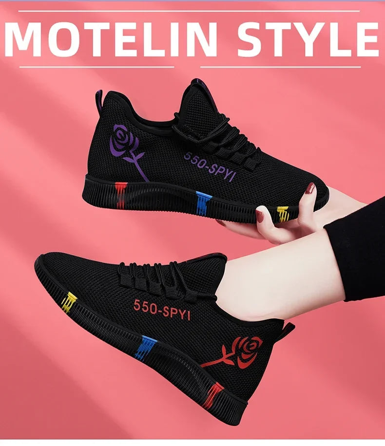 Tenis Feminino 2026 Women's Woven Shoes Air Mesh Light Soft Sneakers Female Flats Platform Lace Up Casual Shoes Basket Femme