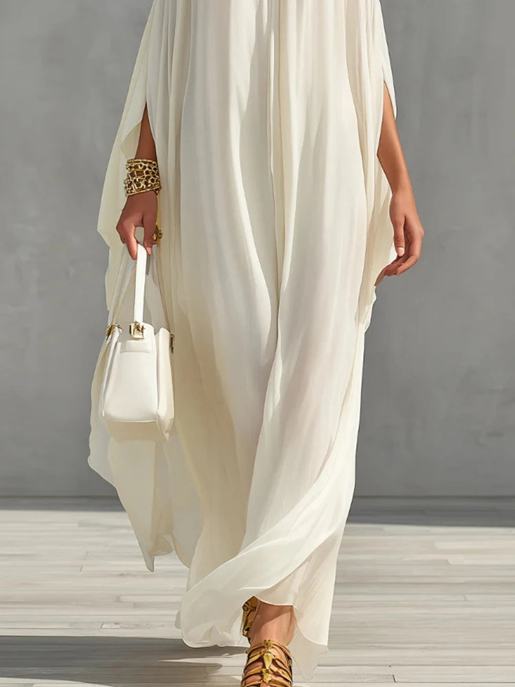 Elegant Backless Maxi Dress for Women Summer Halter Lace-Up Loose Simple Fashion Party Dress Patchwork Holiday Ladies Dress 2026