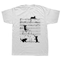 Men's T-Shirt: Fun 100% Pure Cotton Print — Cat, Musical Note, and Piano Pattern — Loose-Fit, Casual, Comfortable Streetwear Tee