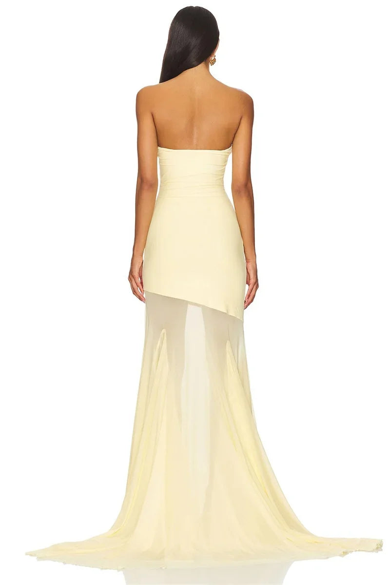 Off-shoulder Strapless Sexy Maxi Dress Women Gown Fashion Elegant Mesh Sleeveless Backless Bodycon Club Party Dresses 2025