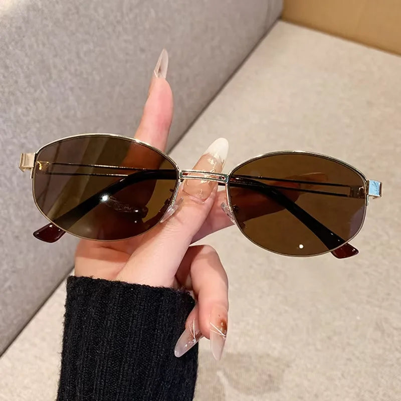 Glasses for Woman, Man Sunglasses – Oval Metal Frame UV400 Sunglasses, Fashionable Outdoor Sun Glasses