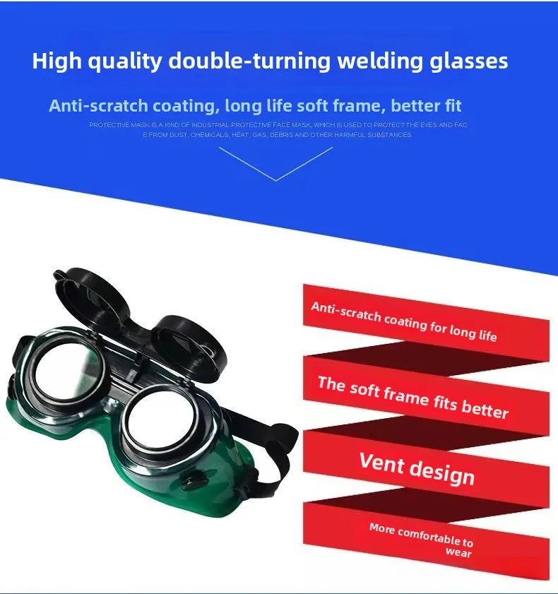 Double Flip Welding Glasses Anti Strong Light Anti Welding Argon Arc Welding Burning Welding Welding Goggles  Protection Glasses