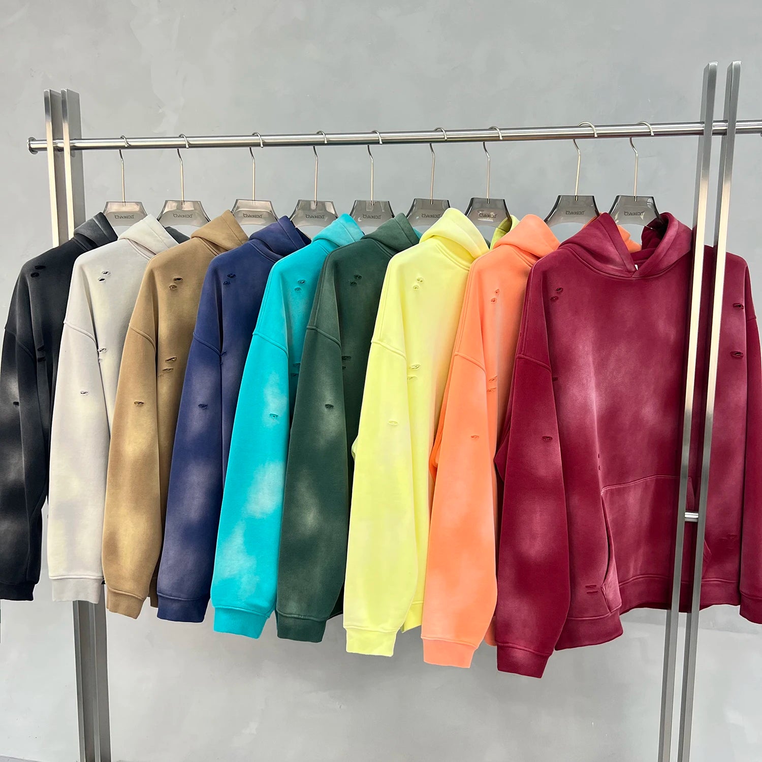 Oversized Hoodies Men Vintage Streetwear Acid Wash Ripped Hoodie Heavyweight Fleece Sweatshirt Pullover Thickened Winter Clothes