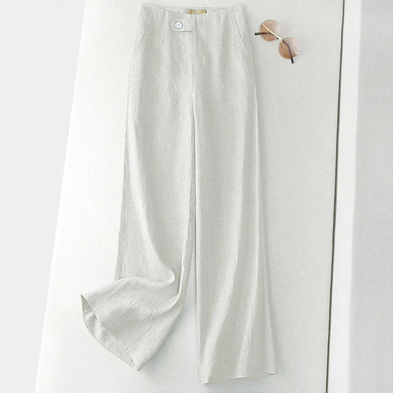 Oversize Linen Wide Leg Pants Womens Casual Straight Pantalones Spring Korean Fashion Spodnie Loose High Waist Trouses New