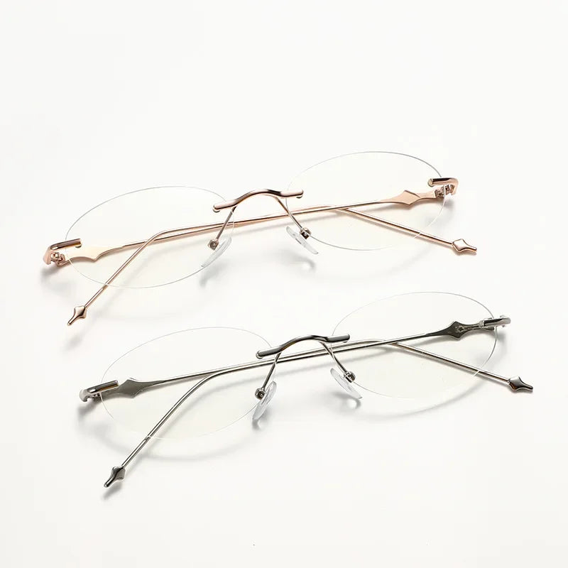 Small Oval Photochromic Myopia Glasses Women Men Fashionable Frameless Minus Diopter Glasses Trendy Outdoor Eyewear0-1.0-4.0