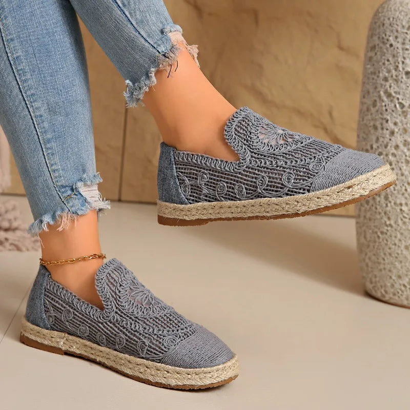 2025 New Weave Mesh Flats Shoes for Women Casual Breathable Trends Sneaker Fashion Comfort Autumn Shoes Walking Shoes