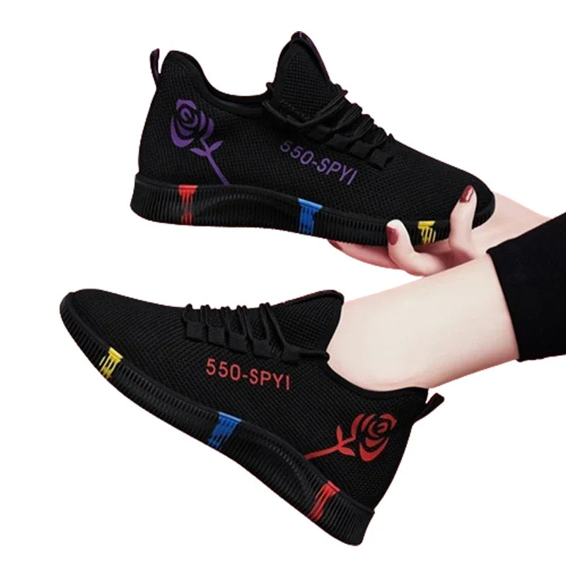 Tenis Feminino 2026 Women's Woven Shoes Air Mesh Light Soft Sneakers Female Flats Platform Lace Up Casual Shoes Basket Femme