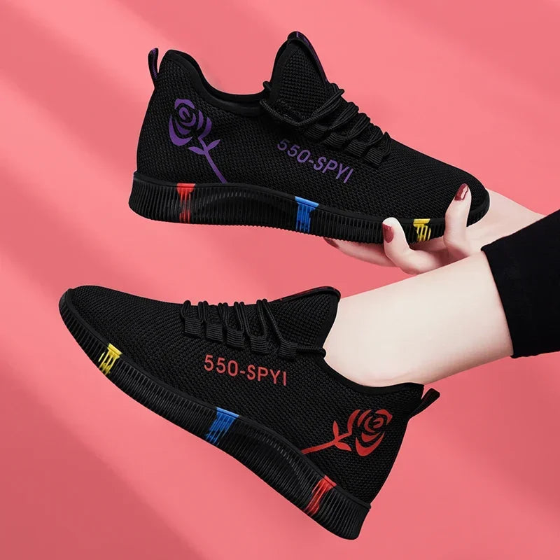 Tenis Feminino 2026 Women's Woven Shoes Air Mesh Light Soft Sneakers Female Flats Platform Lace Up Casual Shoes Basket Femme