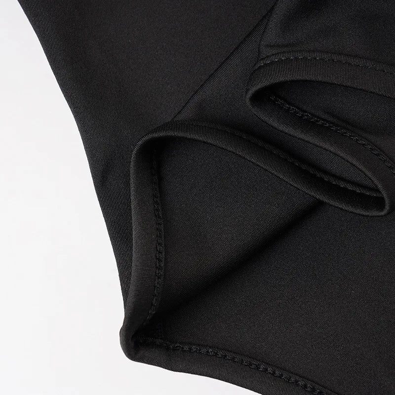 Hooded Bodysuit V-neck Body Feminino Long Sleeve Lingerie Sexy Tops Women Y2k Clothes Solid Black One-pieces Bustier Rave Outfit