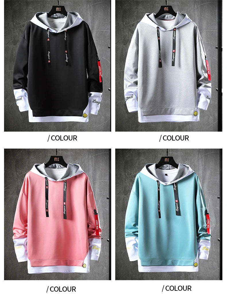 New Fashion Men's Hoodies Hip Hop Hooded Male Sweatshirts Men's Top Streetwear Casual Outdoor Breathable Pullovers Fashionable