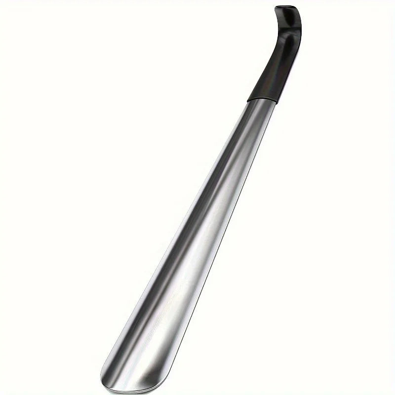 1pc 16.5-inch Stainless Steel Pair Shoehorn With A Black Handle Makes It Easy To Wear Shoes Without Bending Over