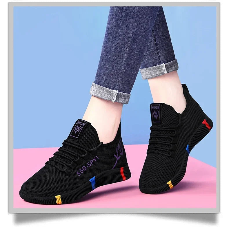 Tenis Feminino 2026 Women's Woven Shoes Air Mesh Light Soft Sneakers Female Flats Platform Lace Up Casual Shoes Basket Femme
