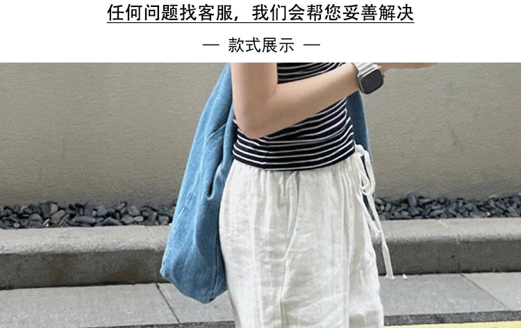 Women's Linen Wide Leg Pants Spring Summer Thin Loose Casual Straight Trousers Comfortable White