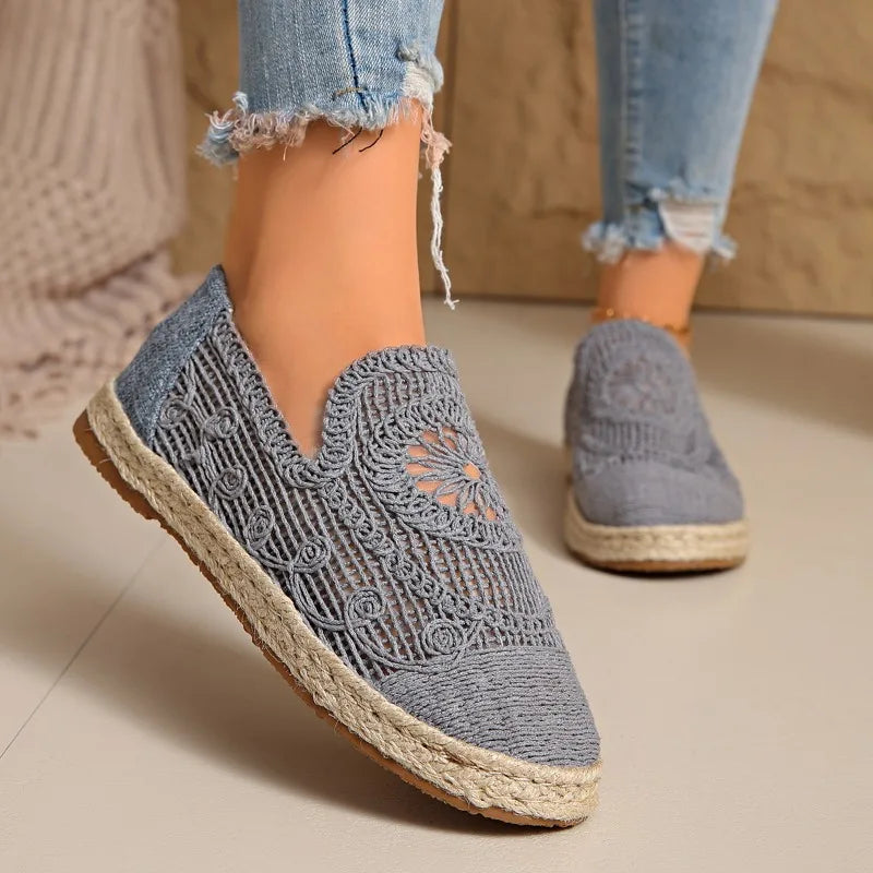 2025 New Weave Mesh Flats Shoes for Women Casual Breathable Trends Sneaker Fashion Comfort Autumn Shoes Walking Shoes