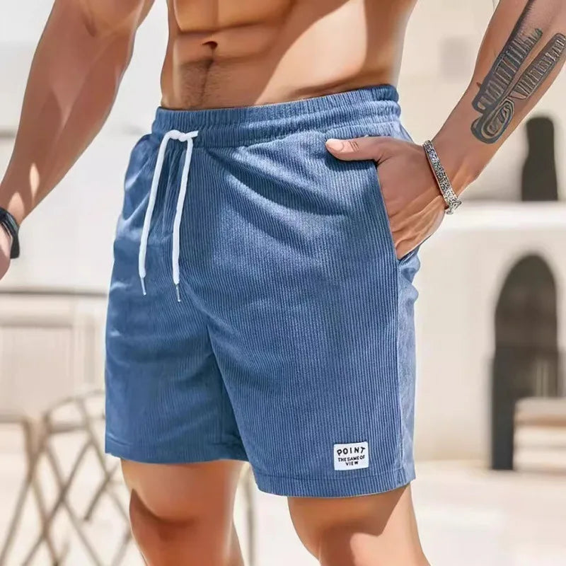 Men's Corduroy Shorts Summer Casual Sports Pants Minimalist Streetwear Elastic Waist Quick Dry Outdoor Shorts