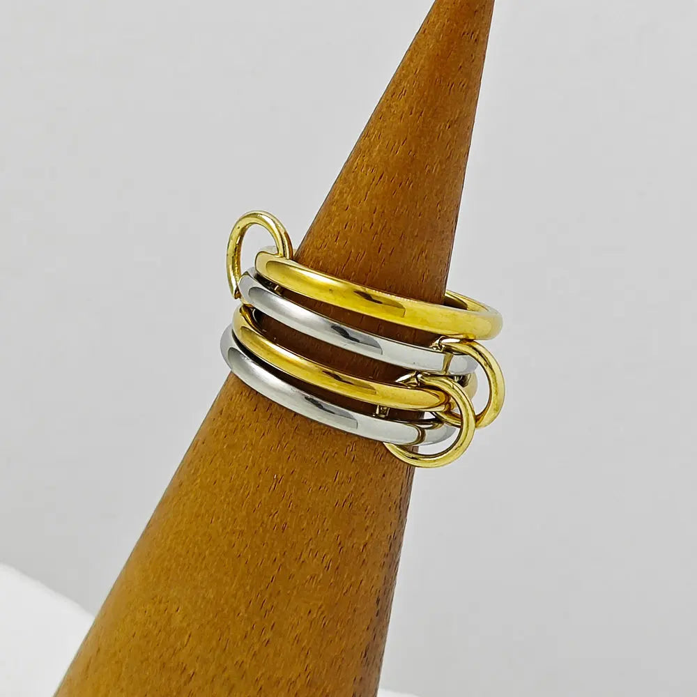 Stainless Steel Stack Rings Kit For Women Simple Four-pieces Link Chain Spinelli Ring Designer T Show Cocktail Party Jewelry