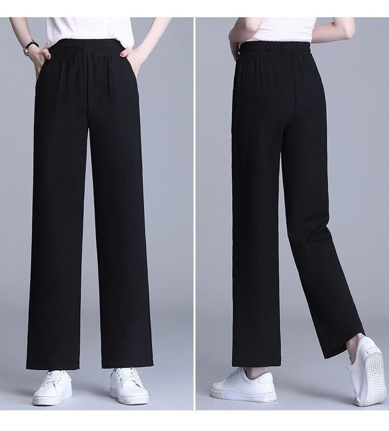Trousers Womens Striped Knit Trousers High Waist Urban Look Everyday Spring Casual Pants Chic Comfort Fashion Streetwear 2025