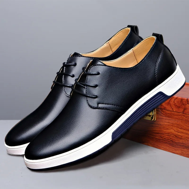 Fashion Men Casual Shoes Mesh Breathable Flat Shoes Male 2025 New Lace-Up Classic Business Leather Shoes designer Men Dress Shoe