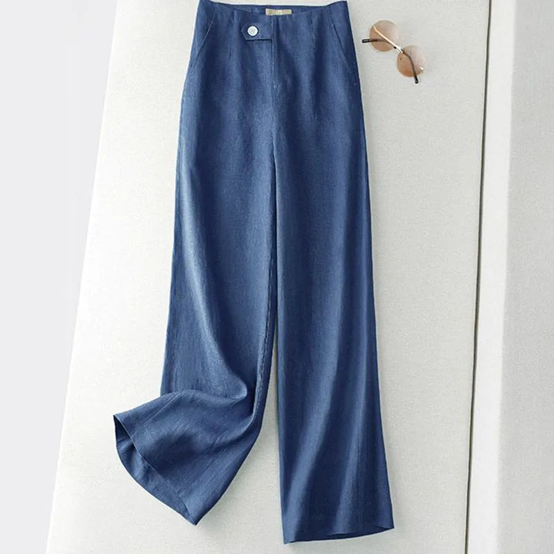 Oversize Linen Wide Leg Pants Womens Casual Straight Pantalones Spring Korean Fashion Spodnie Loose High Waist Trouses New