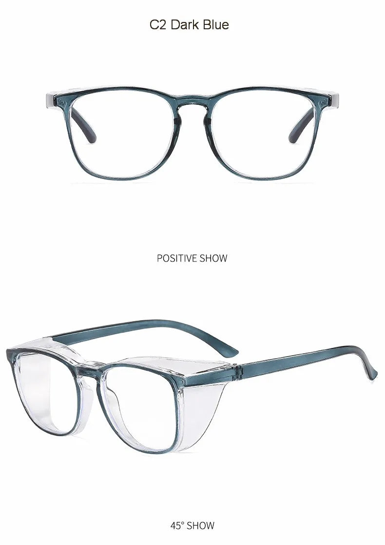 Clear Safety Glasses Women Square Anti Fog Blue Light Blocking Glasses Scratch Resistant Work Glass For Men & Nurse