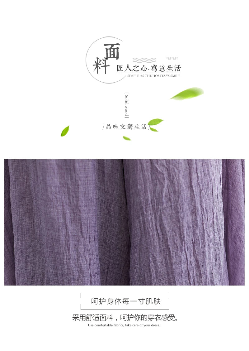 Cotton Linen Wide Leg Pants for Women Summer Casual Loose Pants High Waist Big Swing Skirt Capris Women Clothing PT-565