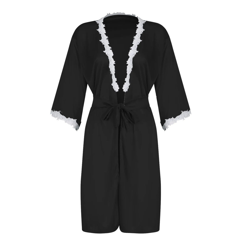 Ladies Underwear Women'S Sexy Nightgown Set 5-Piece Women Sexy Garter Lingerie Set Robes Lace Bodysuit Deep-V Neck Underwear