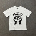 Vintage Abstract Hands Print T-Shirt Men Women Unisex Drill Streetwear Graphic Tee American high street fashion clothing