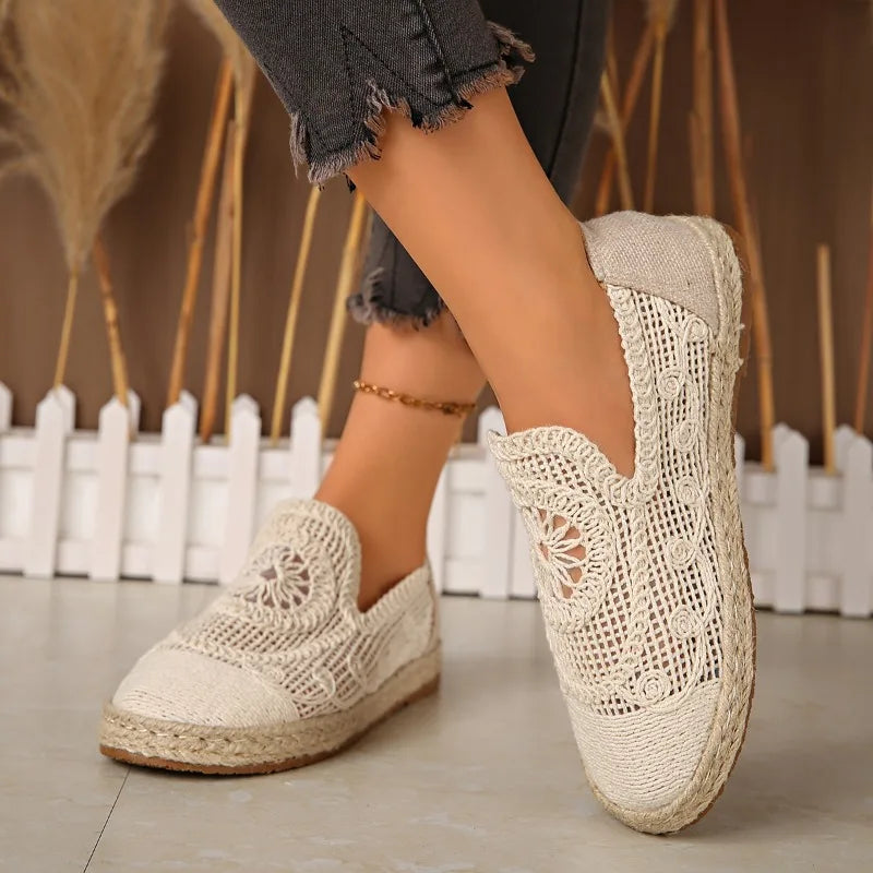 2025 New Weave Mesh Flats Shoes for Women Casual Breathable Trends Sneaker Fashion Comfort Autumn Shoes Walking Shoes