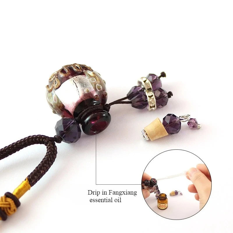 Baroque Aromatherapy Essential Oil Bottle Geometric Pendants Glazed Women Fashion Fried Dough Twists Chain Necklace Jewelry