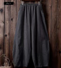 Cotton Linen Bloomers Wide Leg Pants Women Vintage Full Length Fashion Elegent Pants Solid Elasitic Waist Spring Autumn 5XL