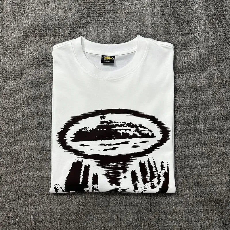 Vintage Abstract Hands Print T-Shirt Men Women Unisex Drill Streetwear Graphic Tee American high street fashion clothing