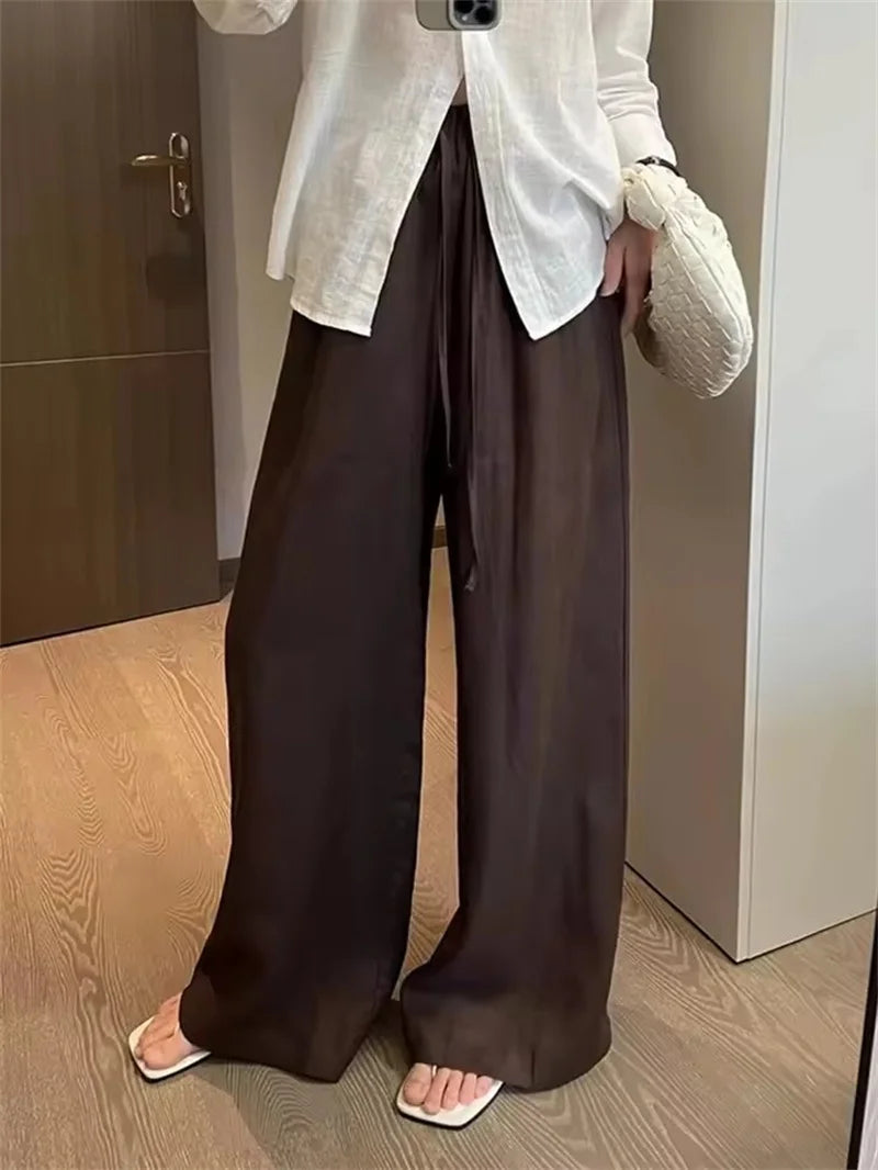 High Waist Cotton Linen Women Wide Leg Pants 2025 Summer Thin Loose Casual Pants Harajuku Solid All Match Straight Trousers