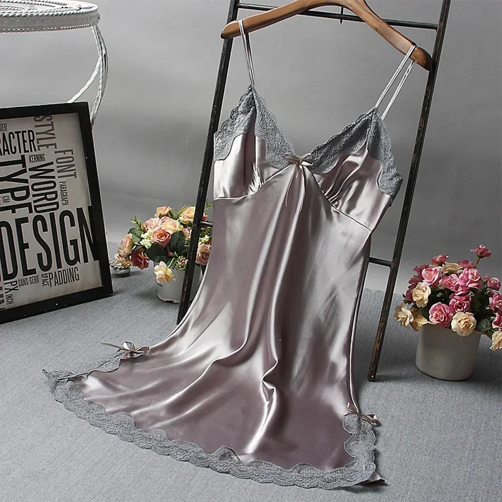 Ladies Wrap Dress Women Nightwear Breathable Lightweight Lingerie Sleepwear Nightdress Robe Satin Soft Fashion