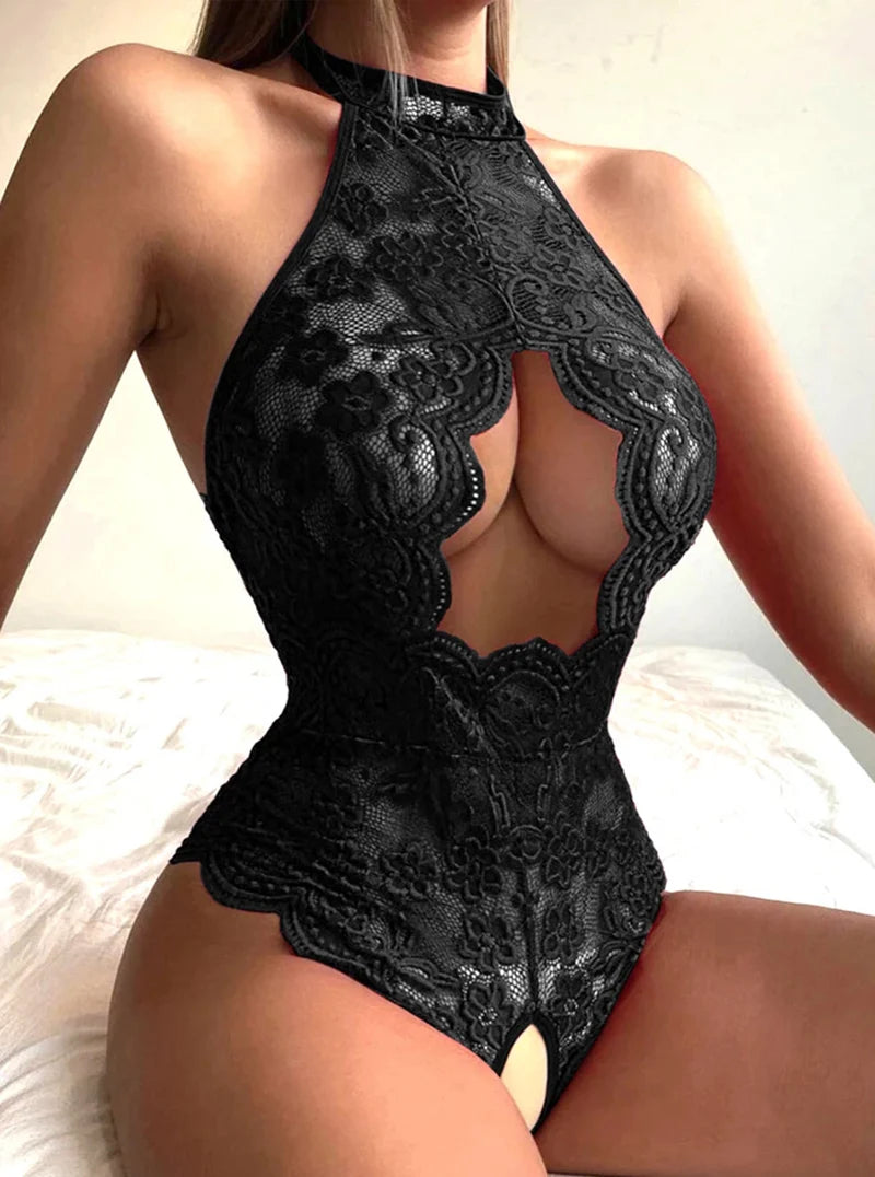 One-pieces Bodysuit Sexy Underwear Women Lace Lingerie Porno Costumes Female Deep V-Neck Open Bra Teddy Bodysuit Erotic Lingerie
