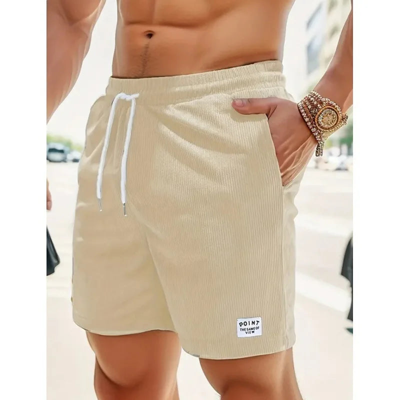 Men's Corduroy Shorts Summer Casual Sports Pants Minimalist Streetwear Elastic Waist Quick Dry Outdoor Shorts